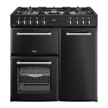 BELLING Farmhouse 90DF Dual Fuel Range Cooker - Black & Chrome