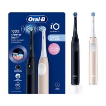 ORAL B iO 2 Electric Toothbrush Set - Night Black & Calm Pink Duo