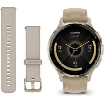 GARMIN Venu 3S - Soft Gold with French Grey Leather Band & French Grey Silicone Band