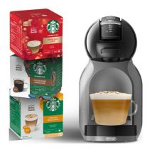 DOLCE GUSTO by De'Longhi Mini Me EDG155.SB Coffee Machine & Starbucks Pods Starter Kit - Black & Arctic Grey