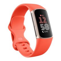 FITBIT Charge 6 Fitness Tracker - Coral, Silicone Strap, Universal