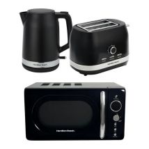 HAMILTON BEACH Ella Compact Solo Microwave, Electric Kettle & 2-Slice Toaster Set - Black