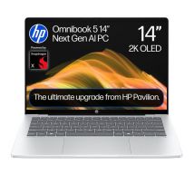 HP OmniBook 5 NGAI 14" Laptop - Snapdragon X1, 512 GB SSD, Glacier Silver