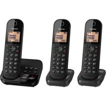 PANASONIC KX-TGC423EB Cordless Phone with Answering Machine - Triple Handsets, Black