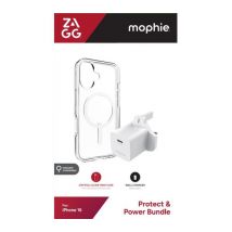ZAGG Crystal Palace Snap iPhone 16 Clear Case & Mophie 30 W USB Type-C Wall Charger Bundle