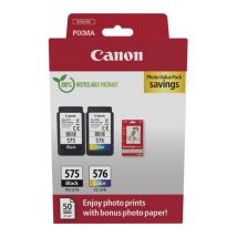 CANON Canon PG-575/CL-576 PVP Black & Tri-colour Ink Cartridges & Photo Paper - 50 Sheets