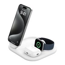 BELKIN BoostCharge Qi2 3-in-1 Magnetic 15 W Wireless Charger - White