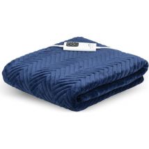 DREAMLAND Hurry Home Deluxe Velvet Heated Throw - Navy Blue, 160 x 120 cm