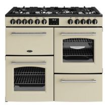 BELLING Farmhouse 100DF Dual Fuel Range Cooker - Cream & Chrome