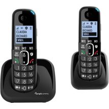 AMPLICOMMS BigTel 1502 Duo Cordless Phone - Twin Handset, Black