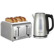 HAMILTON BEACH Rise Polished Electric Kettle & 4-Slice Toaster Bundle - Silver