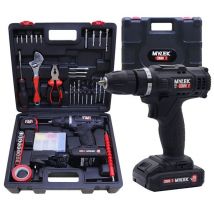 MYLEK 18 V Cordless Drill & Accessory Set with Storage Case - Black