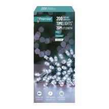 PREMIER 200 White LED Battery String Lights with Timer - 20 m