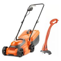 FLYMO SimpliCompact 300 Lawnmower & Mini Trim Grass Trimmer - Orange & Black