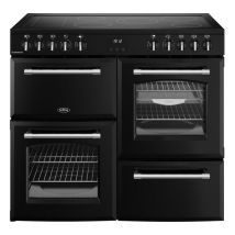 BELLING Farmhouse 100E Electric Ceramic Range Cooker - Black & Chrome