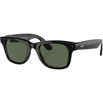 RAY-BAN Meta Wayfarer Glasses - Shiny Black, G15 Green