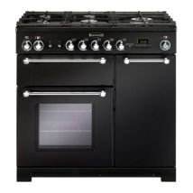 RANGEMASTER Kitchener KCH90DFFBL/C Dual Fuel Range Cooker - Black & Chrome