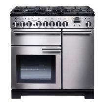 RANGEMASTER Professional Deluxe 100 Dual Fuel Range Cooker - Stainless Steel & Chrome