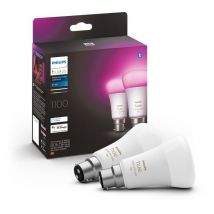 PHILIPS HUE White & Colour Ambiance Smart LED Bulb - B22, 1100 Lumens, Twin Pack