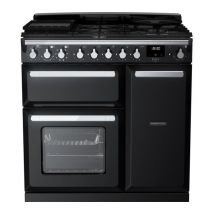 RANGEMASTER ESDL90DFPGBL/CM1 Estel Deluxe 90cm Dual Fuel Range Cooker - Black & Chrome