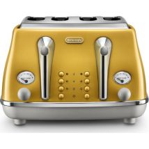 DELONGHI Icona Capitals CTOC4003.Y 4-Slice Toaster - Yellow