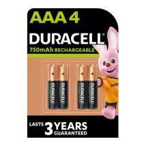 DURACELL HR03/DC2400 AAA NiMH Rechargeable Batteries - Pack of 4