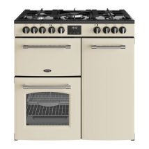 BELLING Farmhouse 90DF Dual Fuel Range Cooker - Cream & Chrome