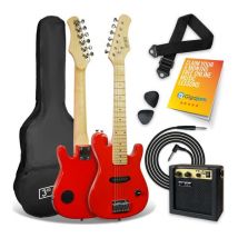 3RD AVENUE 1/4 Size Kids Electric Guitar Bundle - Red