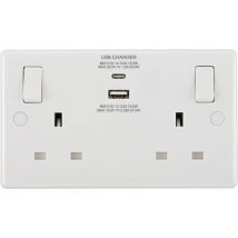 BG ELECTRICAL 822UAC30 Double Wall Socket with USB Type-C & USB - White