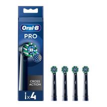 ORAL-B Pro Cross Action Replacement Toothbrush Head - Pack of 4, Black