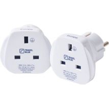 TRAVELBLUE TB-174 UK to EU Travel Plug Adapter - Pack of 2