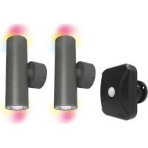 4LITE Smart LED Outdoor Twin Wall Lights with PIR Sensor - Graphite