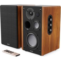 MAJORITY D100 Bluetooth Bookshelf Speakers - Black & Wood