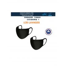 Masques - Lot De 2 Réutilisables Noirs 120 Lavages