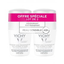 Vichy - Lot De 2 Déodorant Anti-transpirant 48h - Roll-on Peau Sensible 2 X - 50ml - Peau Sensible