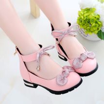 Sandales pour enfants, chaussures larges et petites en cuir pour filles, chaussures de princesse simples, sandales à lacets et nœuds