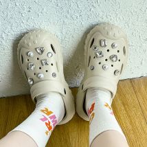 Croc shoes women's 2024 summer new thick-soled anti-slip Baotou drag diamond diy outer wear casual beach EVA slippers