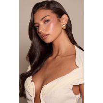 Femme Boucles d'oreilles brossées en dômes dorées à clous