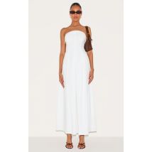 Robe bustier mi-longue blanche plissée, Blanc