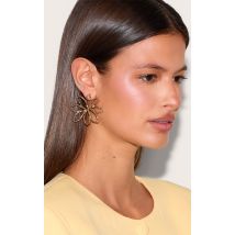 Boucles d'oreilles XXL texturées dorées en fleurs, Doré