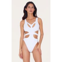 Maillot de bain doublé blanc à découpes, Blanc