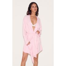 PRETTYLITTLETHING Peignoir en jersey rose à coutures surjetées, Rose