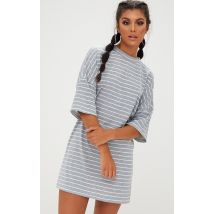 Grey Oversized Striped T Shirt Dress