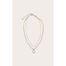Collier à chaînes superposées et cercle fin plaqué or, Doré