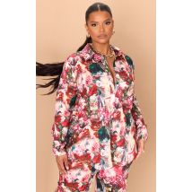 Plus Chemise oversize vieux rose imprimé Renaissance, Rose