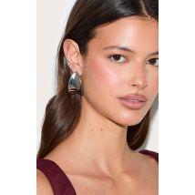 Boucles d'oreilles XXL incurvées argentées, Argenté