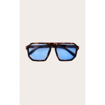 Lunettes de soleil écaille style aviateur à verres bleus, Ecaille