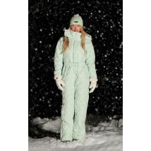 PRETTYLITTLETHING SKI Combinaison de ski matelassée menthe à chevrons et ceinture, Menthe