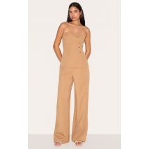 Pantalon Tailleur Évasé Mi-Haut Sable pour Grandes Tailles, Sable