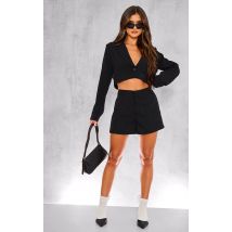 Short de tailleur noir à taille haute, Noir